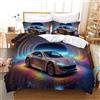 Leleyouzer Copripiumino auto da corsa 220 x 240 cm per bambini, set da letto, auto da corsa, sport estremi, copripiumino in microfibra + 2 federe 50 x 75 cm (PC1)
