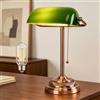 FIRVRE Lampada da scrivania banchiere in vetro verde, lampada da scrivania vintage con interruttore a catena, lampada da tavolo retrò per home office, biblioteca, pianoforte
