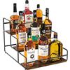 Nuovoware Scaffale per Bottiglie di Liquore, 3 Livelli, Nero | Portabottiglie, scaffale da appoggio per liquori, mobile bar, scaffale da cucina per liquori, supporto per whisky