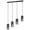 Trio Leuchten 310600132 Robin - Lampadario in vetro, colore: grigio fumo, 1 x E27 (non inclusa) Lampadario a sospensione a 4 punti luce nero opaco