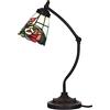 Bieye L30759 Lampada da tavolo in vetro colorato in stile Tiffany con base a braccio girevole per la lettura e la decorazione della casa (fiore di rosa)