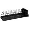 5 five simply smart 5Five - Scolapiatti nero in acciaio e plastica, 10 piatti, 41,5 x 17,4 x 9,6 cm, vassoio di scarico per stoviglie, accessorio cucina