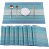 HeloHo Set di 8 tovagliette blu in vinile, resistenti alle macchie, pieghevoli, lavabili, pulibili con un panno, per cucina, tavolo da pranzo, decorazione per interni ed esterni