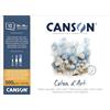 Canson Coton D'Art, Carta per acquerello, grana fine, 300 g/m², blocco incollato sul lato corto, 26 x 36 cm, bianco naturale, 12 fogli