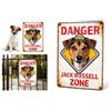 Plenty Gifts cartello attenti al cane - Jack Russell Zone Danger - targa di avvertimento in metallo - versione inglese - 14,8x21cm