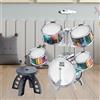 Batteria per bambini, musica e illuminazione, dai 4 ai 14 anni, con sgabello e