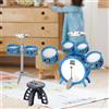 Set di Batteria per Bambini per Principianti con Piatti E Sgabello per La