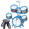 Batteria per bambini, musica e illuminazione, dai 4 ai 14 anni, con sgabello e