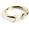 SINGULARU - Anello Personalizzato Letter Diamond Oro - Anello Regolabile - Argento Sterling 925 con Finitura Placcata in Oro 18kt - Misura Unica - Gioielli da Donna - Realizzato in Europa