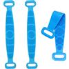 SagaSave Scrubber posteriore in silicone per doccia 70 cm esfoliante corpo Scrubber cintura doppia cinghia laterale durevole facile da usare e scrub per uomini donne bambini anziani 3 pz blu