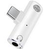 blicadijo Adattatore per cuffie USB C e ricarica 2 in 1, 100 W, ricarica rapida, jack a USB-C e jack audio da 3,5 mm, per telefoni cellulari, laptop, cuffie, tablet, smartphone con tipo C, bianco