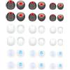MenYiYDS 36 pezzi Ricambio Auricolari Earbud, Eartips di Ricambio Universali per Cuffie In-Ear(S/M/L) (Grigio con sfumature rosse + bianco con sfumature blu + bianco trasparente, 36 pezzi)