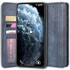 Sinyunron Cover Compatibile con Motorola One Action Custodia in Pelle PU,Flip Caso Fibbia Magnetica Cellulare Case a Libro,Elegante Portafoglio Stile Business,Blu