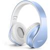 TUINYO Cuffie Bluetooth, Cuffie Wireless Over Ear con Microfono, Cuffie Stereo Wireless Pieghevoli & Leggere per Viaggi/Lavoro e TV/PC/Cellulare -azzurro