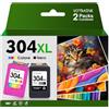 VOTRAINK 304XL Nero e Colore Cartucce d'inchiostro 304 XL cartucce | per hp 304 nero per HP Envy 5000 5010 5020 5030 5032 DeskJet 2600 2620 2630 3700 3720 3730 3750 3760 3762 3764 (2 Pack)