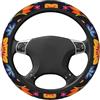 Myfsucce Coprivolante in Poliestere Antiscivolo Protezione Universale per Volante da Auto, 38 cm / 14 Pollici, Accessori Auto con Motivo Floreale Etnico Colorato