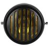 KIMISS faro per motocicletta 12V 35W retro moto anteriore LED faro 5,75 pollici faro anteriore moto lampada griglia copertura universale(Lenti gialle conchiglia nera)