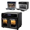 EMPOTEC Friggitrice Forno Aria Calda 23 Litri Multifunzione Doppio Sportello 2 Zone Cestelli Luci Interne Separatore Removibile 60-230° Display Touch 10 Programmi per Zona Timer 2400W 42x38x38cm