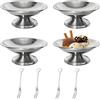 DONGKER Ciotole per gelato, 4 ciotole da dessert riutilizzabili in acciaio inox con base e 4 forchette a forma di cuore, per macedonia, yogurt, budino, cocktail, condimenti