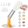 BORDRISE Macchina elettrica per pasta portatile, con 5 stampi in acciaio inox, senza fili, per viaggi, picnic, famiglia, spaghetti fatti in casa