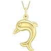 CARISSIMA Ciondolo delfino da donna in oro giallo 9 ct su collana curb, 46 cm