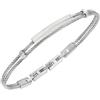Breil, Collezione Loop, Bracciale Uomo in Acciaio Specchiato, con Sottili Cavetti ed Elemento Centrale Personalizzabile con Incisione, Pratica Chiusura Regolabile 17.5-20.3 cm, Color Argento