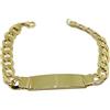 Never Say Never- Bracciale da uomo in oro giallo da 18 kt, con piastrina, 1 cm di larghezza e 21,50 cm di lunghezza. Totalmente personalizzabile. Chiusura con moschettone