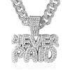 HALUKAKAH ● 4EVER PAID ● Catena Oro per Uomo Finitura Oro Bianco Platino Iced Out Collana Ciondolo,Pieno Cz Lab Diamanti Set Griffe,14mm Catena a Maglia Cubana 45cm,Confezione Regalo Gratuita
