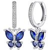 Bestyle Orecchini Argento 925 Donna Orecchini a Farfalla Granato/Acquamarina/Smeraldo/Diamnate Orecchini a Cerchio Antiallergico Regalo Compleanno San Valentino