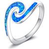 URONE Anello ad onda in argento Sterling 925, blu opale, oceano, oceano, spiaggia, gioielli da donna