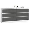 AKORD Cassettiera K 160 cm | 10 Cassetti | Moderna Mobiletto per il soggiorno Camera da letto Armadio Soggiorno Bagno | Salvaspazio | 160 x 77 x 40 cm | Bianco/Grigio grafite