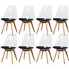 BenyLed Set di 8 sedie da pranzo in stile scandinavo design retrò sedie laterali in acrilico trasparente sedia in cristallo con cuscino in PU (Nero)