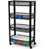 Spetebo Carrello da cucina su ruote con 4 cestini, 79 x 46 cm, prodotto in UE, in plastica, con 4 ripiani, carrello per nicchia, carrello multiuso per bagno, ufficio, lavanderia