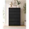 Ginhow Comò con cassetti, nero, 5 cassetti, 60 x 40 x 121 cm