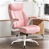 Hellove Sedia da Ufficio Ergonomica Rosa, Sedia da Scrivania con Braccioli Ribaltabili 180 kg, Sedia per Computer in Pelle Sintetica, Sedia Girevole Regolabile in Altezza per Home Office, Studio