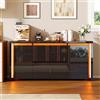 AZJSAHAH Cassettiera nero lucido, comò a 4 ante con 2 cassetti con illuminazione a LED, mobile TV, cassettiera, mobile TV per sala da pranzo, soggiorno, cucina (Nero)