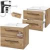 Deftrans Mobile sottolavabo sospeso con cassetti, 60 x 50 x 46 cm, in legno, lavabo con base lavabo con armadio, armadietto con lavello e rubinetto