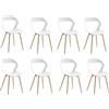 DEYARNA HOME Set di 8 Sedie da Pranzo in Plastica con Gambe in Metallo, Sedie Laterali Senza Braccioli per Sala da Pranzo, Cucina, Sala di Ricevimento, Soggiorno (Bianco/Gambe in Tronco)