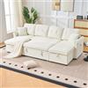 Luscriate Divano angolare con cassettiera e funzione sonno, divano letto con cassettone e spazio extra grande, a forma di U - Divano per soggiorno/camera da letto, grande divano (bianco, 4 posti)