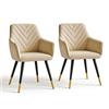 Cybert Set 2 Poltroncine in Velluto Trapuntato con Braccioli - Gambe Ferro Nero Dettaglio Oro - Seduta 49 cm - Sedia Design per Sala da Pranzo Soggiorno Sala d'Attesa Ufficio - 60x63x80 cm (Beige crema)