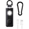 OQIMAX - Allarme personale da donna, ricaricabile, con luce LED stroboscopica, 130 dB, allarmi di emergenza SOS per studenti, bambini, anziani (nero)