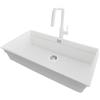 PRIMAGRAN Lavandino sottotop al Mobile 90cm + Rubinetto, 86x47cm | Set: Rubinetto BW9070 + Kit di scarico + Lavello in Granito a 1 Vasca - Prague 90 Level, Bianco