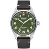 Swiss Military Hanowa Falcon - Orologio da uomo con cinturino in vera pelle, diametro 42 mm, vetro zaffiro, verde, 42 mm, Bracciale