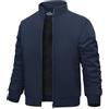 Lonya Giacca Bomber Invernale Uomo Giubbotto Pile Termica Aviator Jacket Antivento Impermeabili Casual Con Cerniera e Tasche, Blu Navy, XL