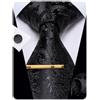 YourTies Set di cravatte da uomo con motivo cachemire floreale, in seta, fazzoletto quadrato e gemelli per matrimonio, feste, affari, Floreale nero, One Size