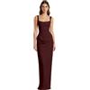 Generic Vestito Donna Estivo da Spiaggia, Scollo Quadrato Sexy Senza Schienale Aderente Abito da Cocktail Semi Formale per La Laurea Vestiti Lunghi Estivi Donna
