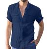 OBiQuzz Camicia in lino, da uomo, a maniche corte, da spiaggia, colore verde, per il tempo libero, da uomo, casual, estiva, leggera, per autunno e inverno, da uomo, a maniche lunghe, vestibilità normale, per