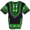 CHAINUPON Camicia Africana Dashiki in Cotone, Stile Tribale, Festival, Boho, Anni 60-70, Hippie, Caftano, Nero verde, M