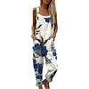 Generico Salopette Donna Intera Estiva Tuta Lunga Elegante Boho Chic Stampa Fiori Pantaloni Gamba Larga Ample con Tasche Bretelle Regolabili Comoda Baggy Curvy Mare Spiaggia Vacanza
