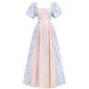 Vhersily 2025 Regency Abito Da Donna In Cotone Empire Regency Abiti Arancione 19 Secolo Costume Da Strega Vintage Per Halloween Vittoriano Gala Festival Artistico Ruffle Puff Sleeve da Principessa